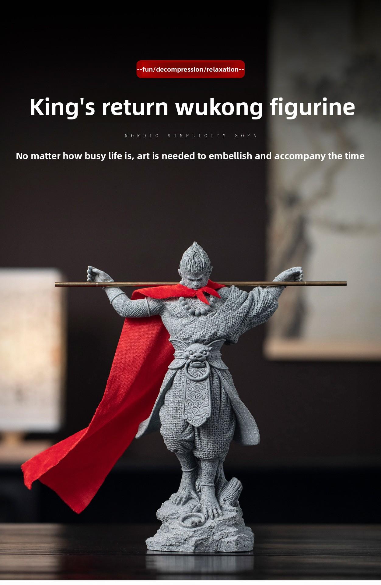 Chinese-style decorative figurine of the Buddha's opponent, the Great Sage Sun Wukong, for home entrance, tabletop decoration, and aquarium landscaping