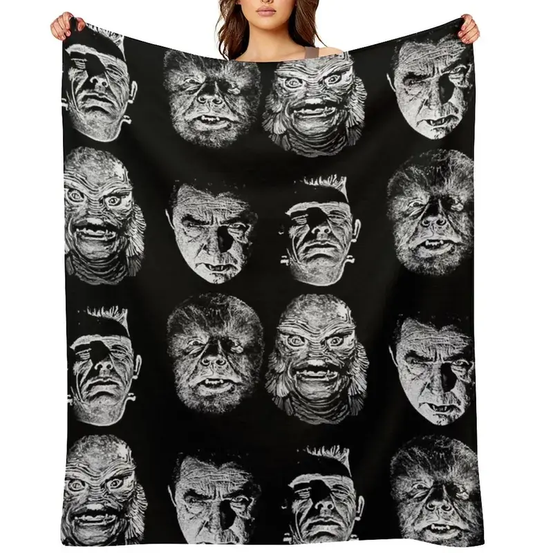 Universal Studios, Monsters, Monster Mash, dracula, wolfman, frankenstein, creature Throw Blanket Thin Blankets