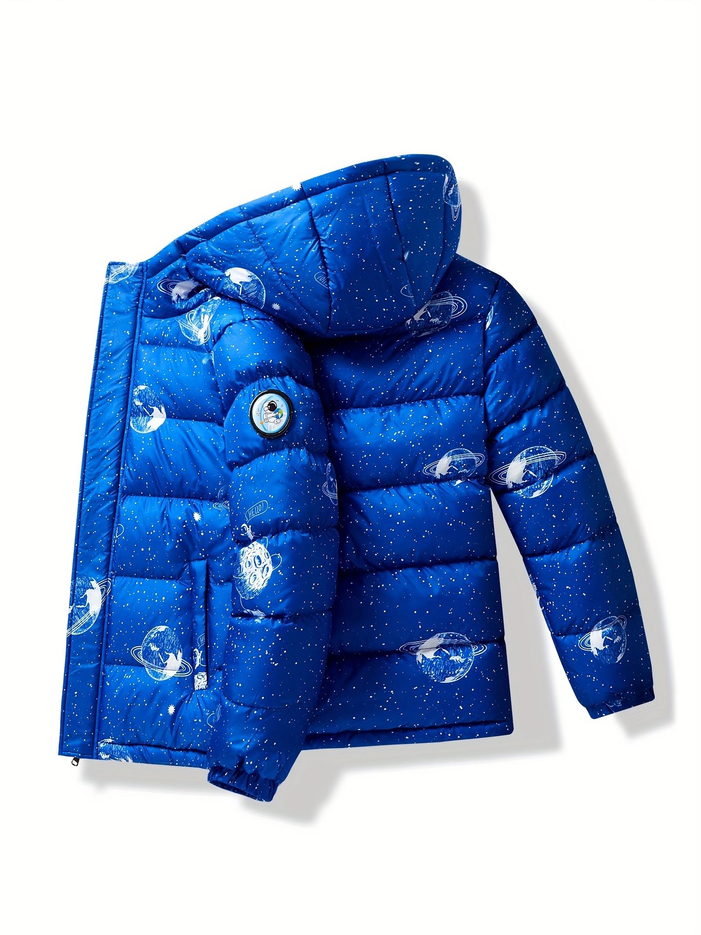 (New)Boys' Winter Hooded Jacket - Thickened Warm Coat with Zipper Closure, Red & Casual Outerwear, Polyester, Regular Fit for Cold Weather, Winter Coat for Boys, Durable Kids' Clothing