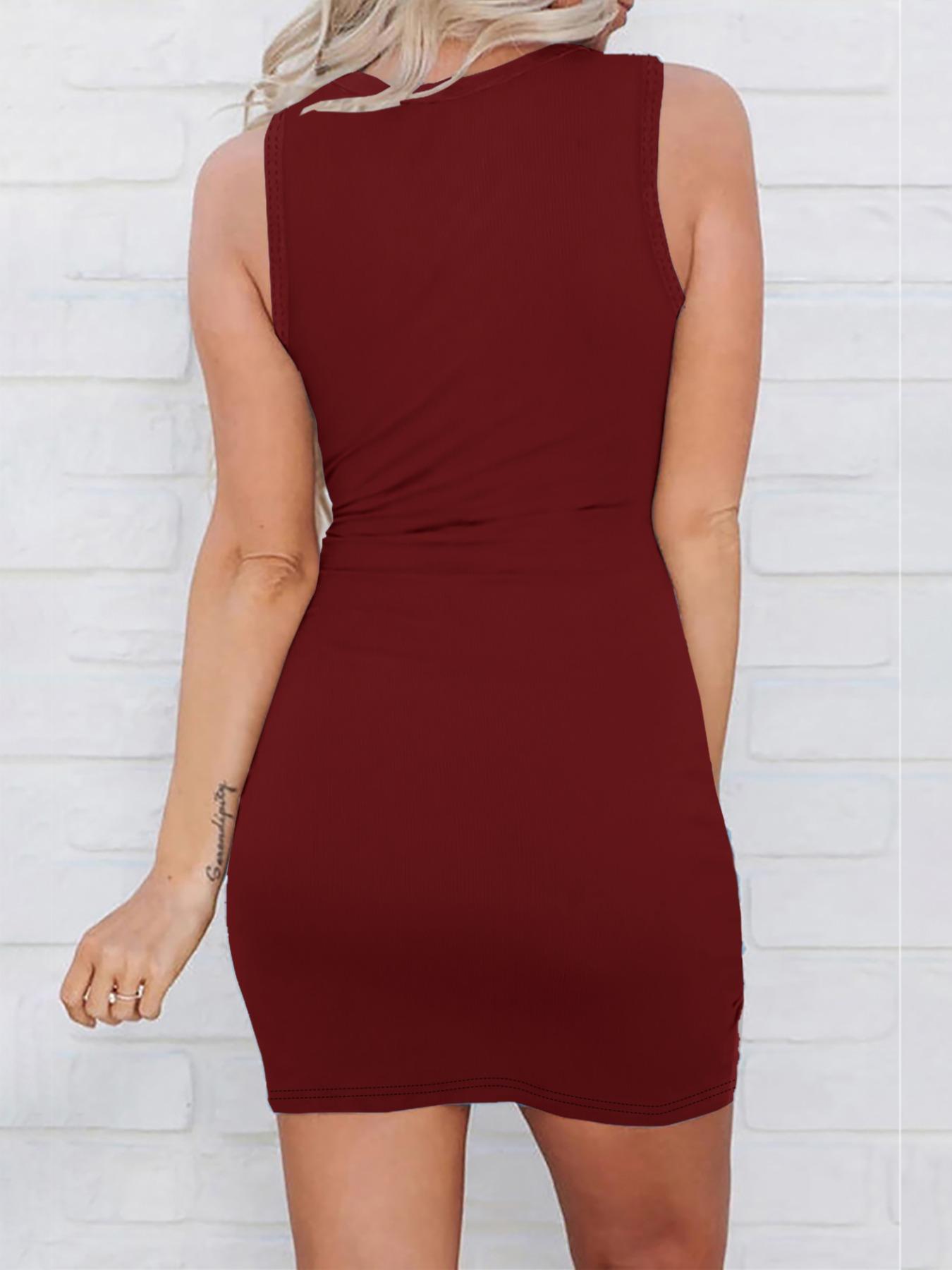 Women's Solid Color / Colorblock Ribbed Dress, Casual Chic Sleeveless, Casual Fashion Cozy Round Neck Sleeveless Dress for Daily Outdoor Wear, Ladies Clothes for Summer