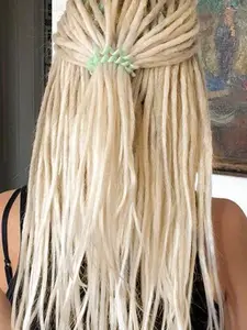 24 Inch Synthetic Dreadlock Extensions 10 Strands Hippie Single Ended Dreads Ombre Blonde 0.6 cm Width Loc Extensions Reggae Style Boho Locs Crochet Hair for Women Christmas New Year Carnival Music Festival
