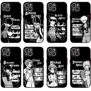 Blue Lock Isagi Bachira Nagi Black Border Phone Cases For iPhone 17 Promax Air 16 Pro 15 14 Plus 13 12 & Samsung S23-26, Black Rim Soccer Anime Manga Cover For Teen Boys Anime Fans Gifts
