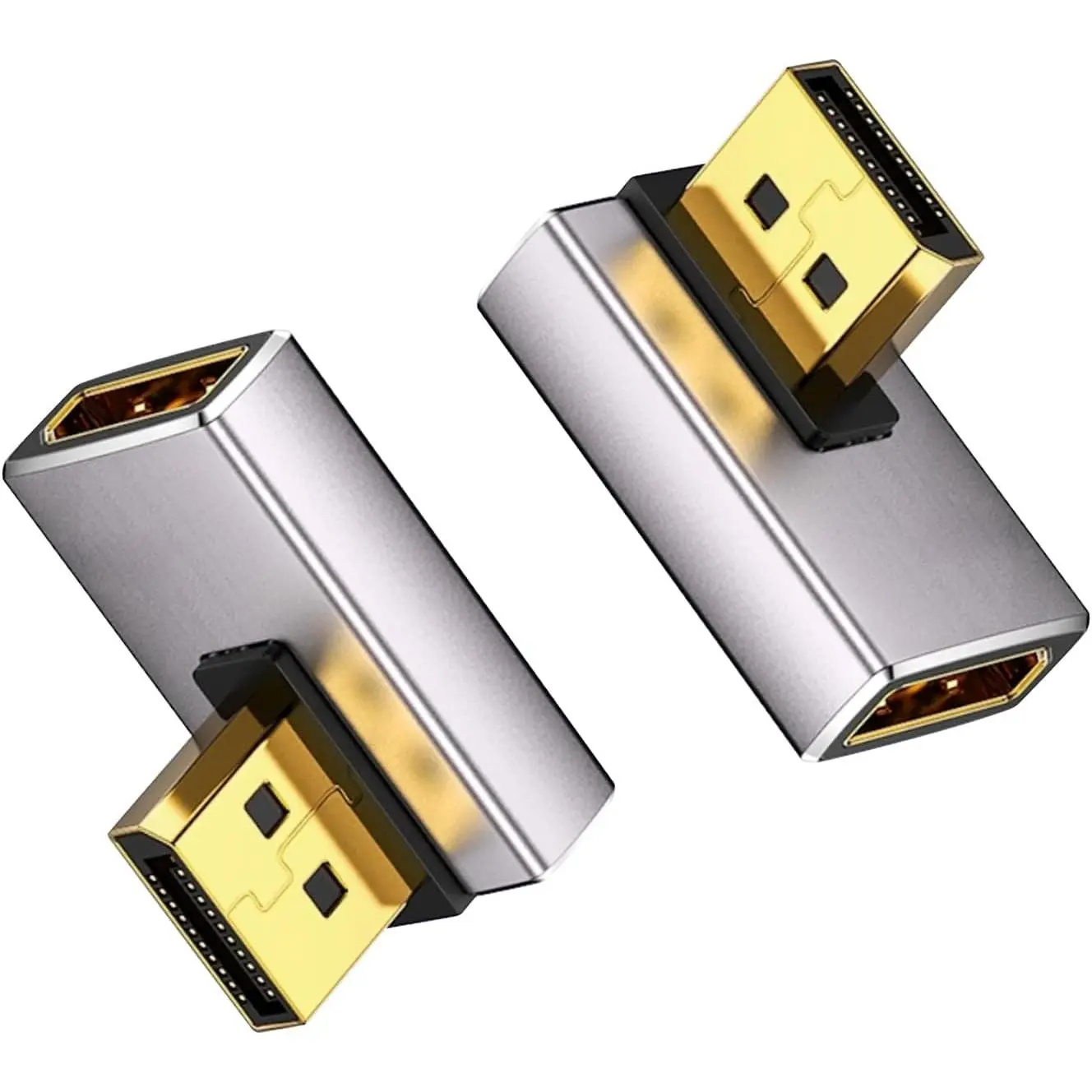 8K Right Angle Displayport Adapter, Displayport Extender Adapter 32.4Gbps, DisplayPort Male to Female Adapter (8K/60Hz, 4k/144Hz) for PC, Laptop 2Pack