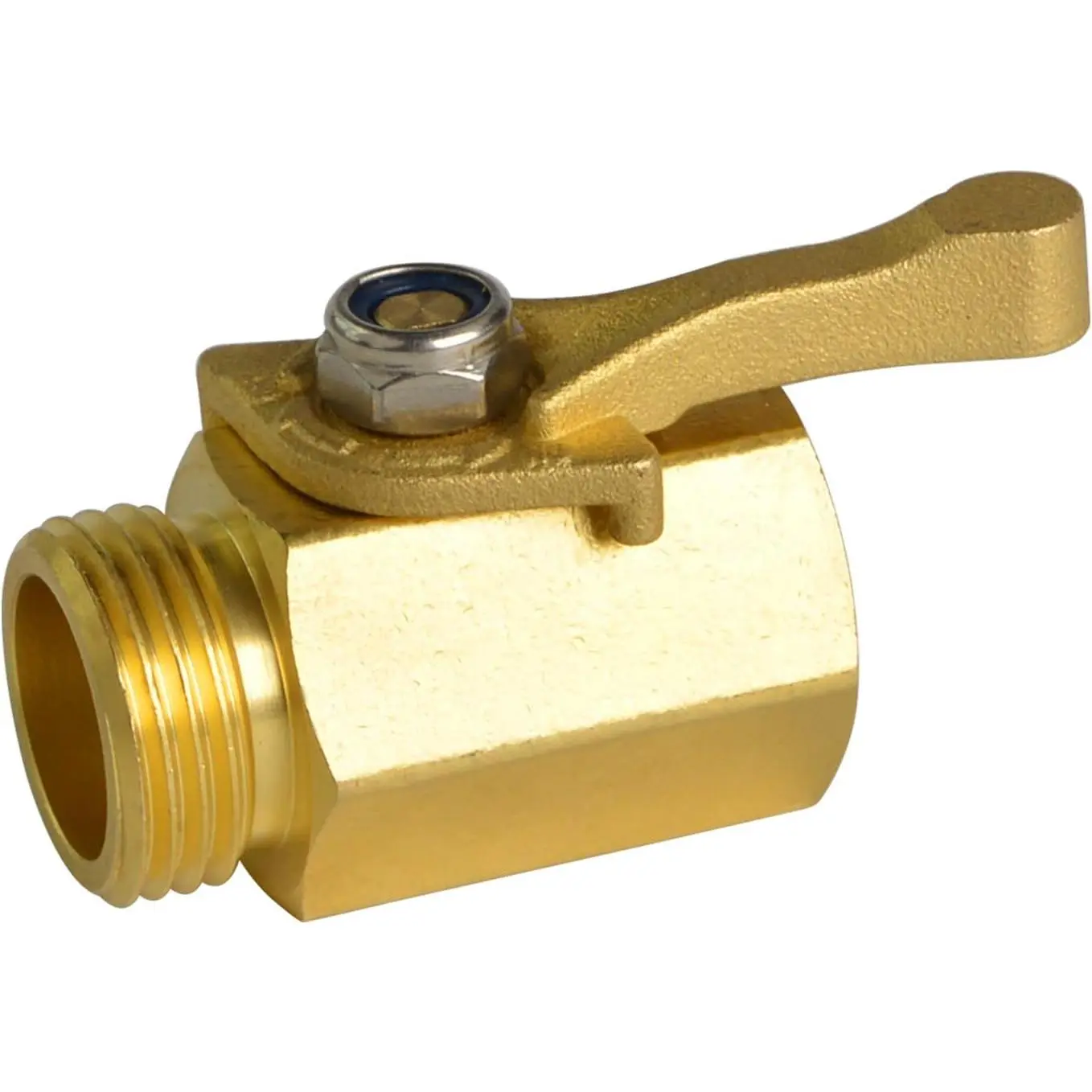 Heavy Duty 3/4" Brass Shut Off Valve with Large Handle, Full Flow Garden Hose Connector