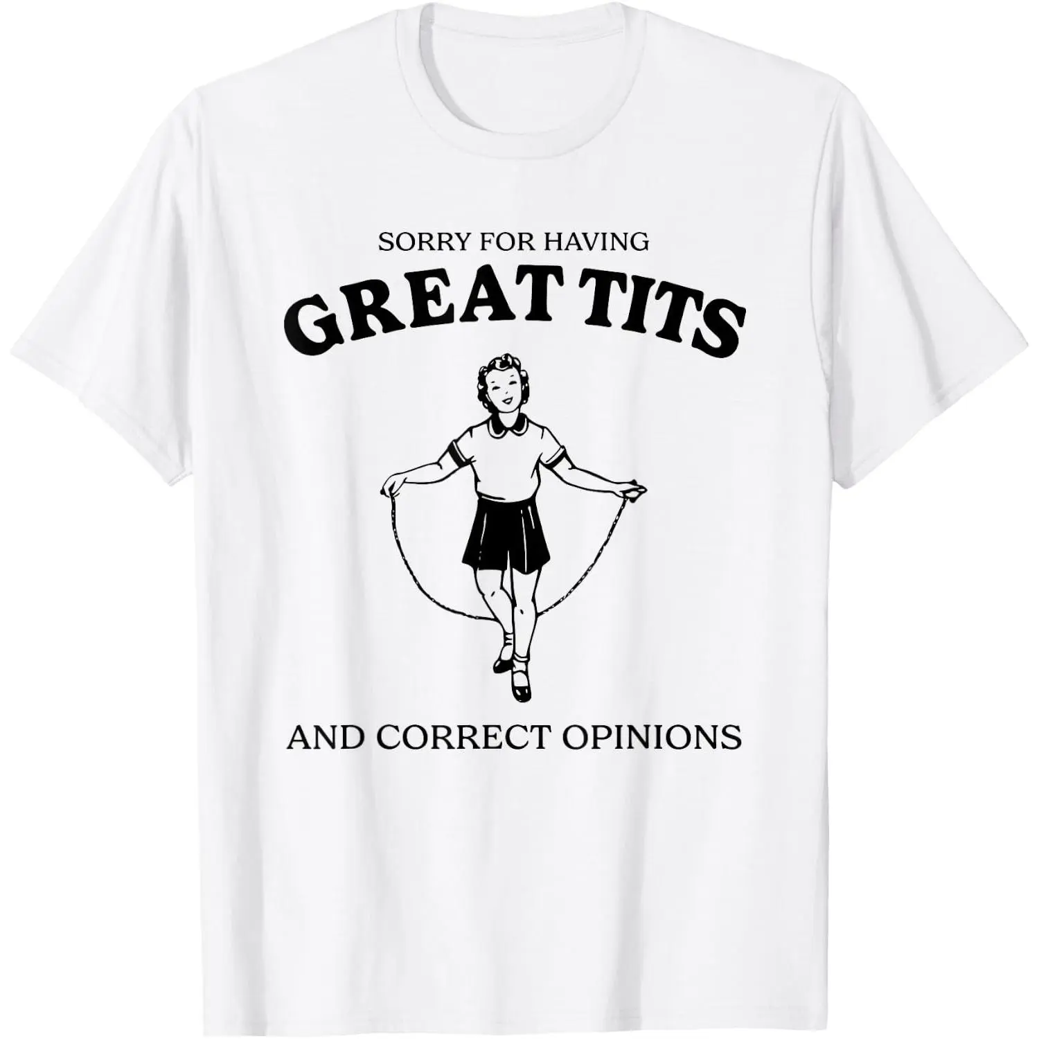 Women's 'Great Tits & Correct Opinions' Graphic Shirt in an Americana Workwear Style, Washed Finish for Layering with Flannel & Joggers