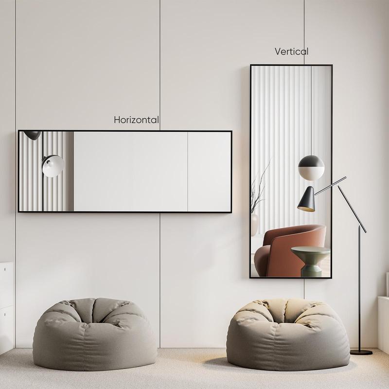 71x26IN Full Length Mirror, Standing Hanging or Leaning Against Floor Tempered Mirrors Wall-Mounted Full Body Dressing Mirror with Aluminum Alloy Frame for Living Room, Bedroom, Black Arched 71"x26" Full Length Mirror Full Body Floor Mirror Standing Hang