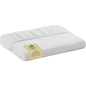 Washed Cotton Percale Fitted Sheet Queen Size, White, 1 Deep Pocket Fitted Sheet, Soft and Cool Strong Bed Linen, 60"X80"+14"