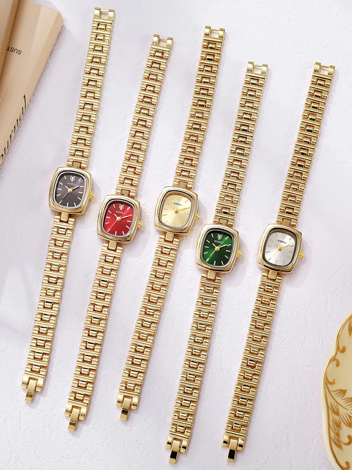 5pcs Elegant Women's Watches, Square Dial, Multi-Color Options, Vintage Style, Quartz Movement, Ideal Gift for All Occasions