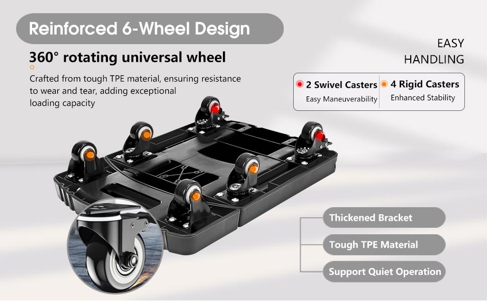 Folding Hand Truck 500lbs, Portable Heavy Duty Dolly Cart, 6 Wheels Collapsible Luggage Cart with 2 Elastic Ropes - Compact Trolley Cart for Easy Moving - Ideal Hand Cart for Travel and More