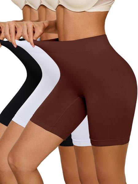 3 Pack Women's High Waist Shaperwear Shorts, No-Show Athletic Safety Shorts for All Seasons, Slim-Fit Design with Moderate Thickness
