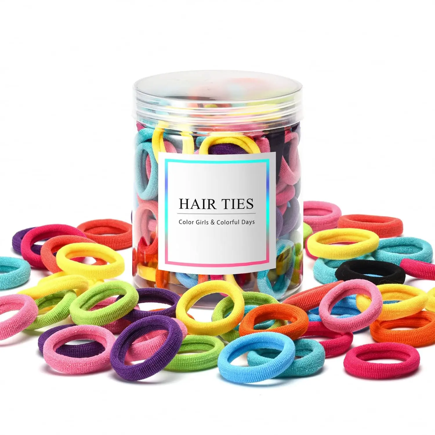 100 count  Hair Ties, Seamless   Hair Ties for Girls and , Multicolor Small Soft No  Hair Elastics Ponytail Holders(10Colors)