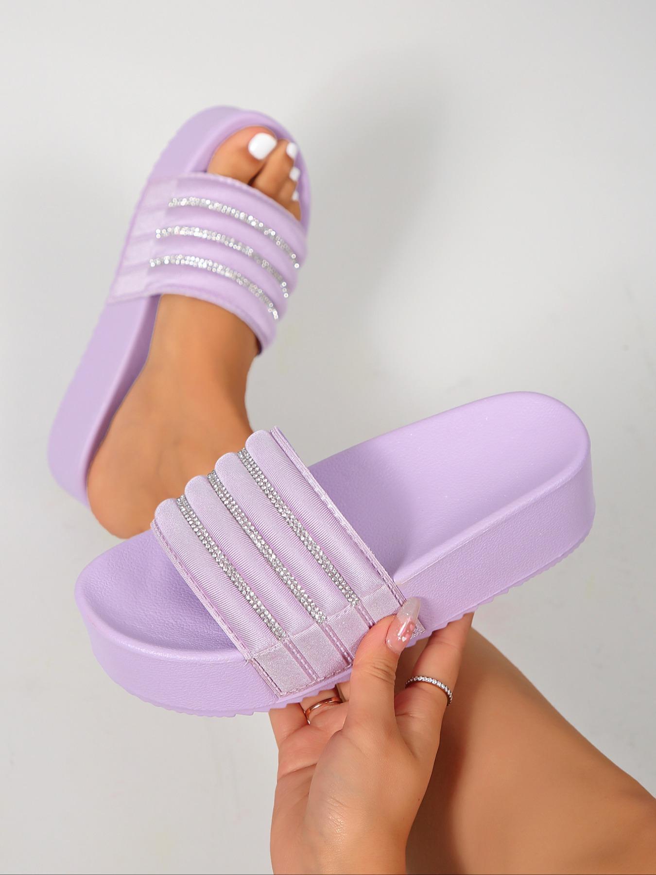 Women's Street Trend Casual Slip on Flatform Slide Sandals, 1 Pair Minimalist Trendy Platform Slide Sandals, Summer 2024 All-match Soft Shoes for Beach Outfits for Daily Wear