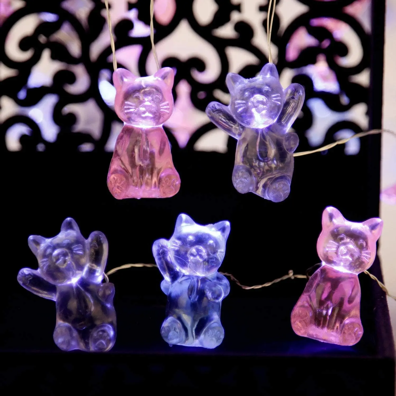 Kitty  String Lights:10 ft 30 LEDs Fairy Lights | USB &   with Remote Cute Kitten  Lights for Bedroom  Wedding Birthday Party Indoor Christmas Décor