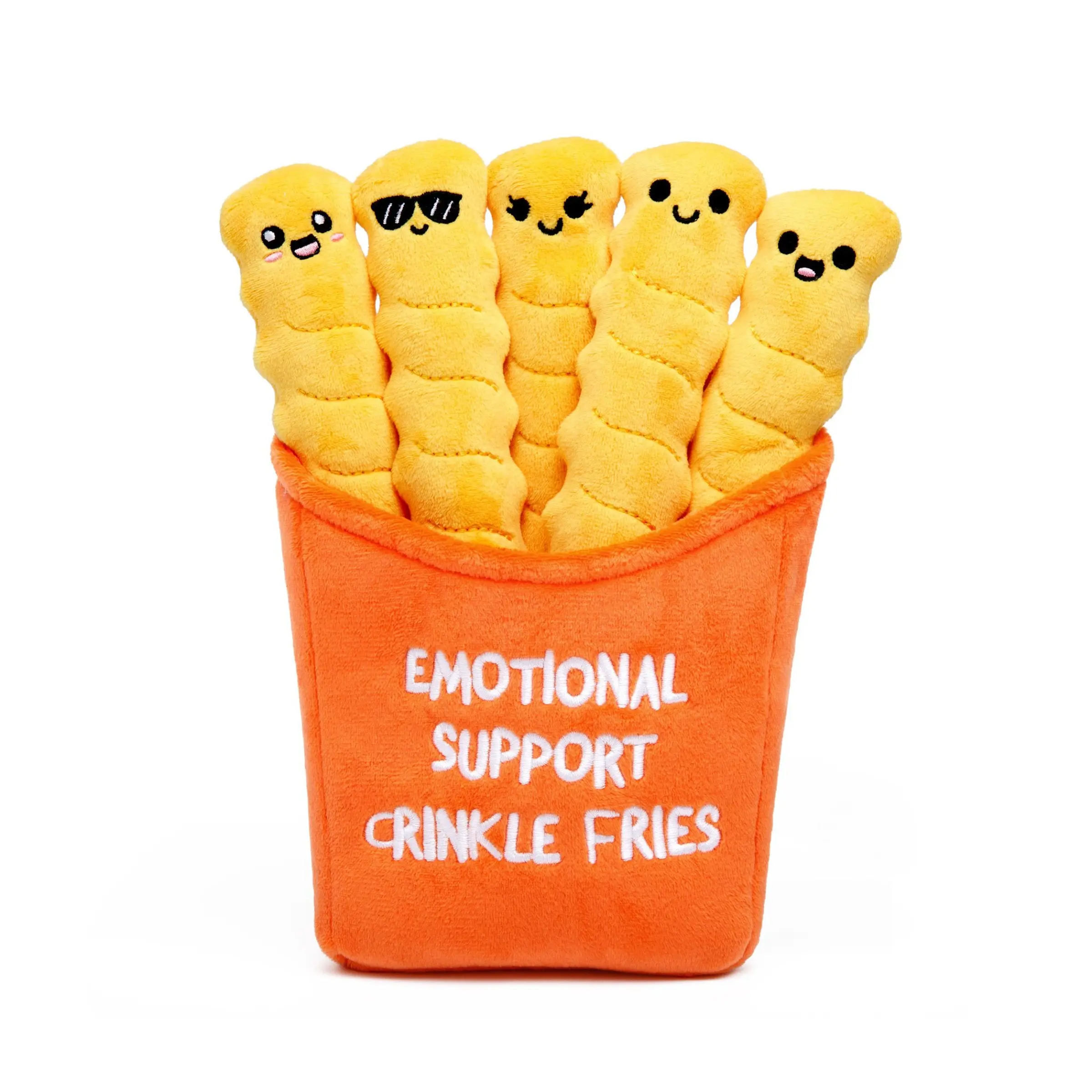 Funny Emotional Support Crinkle Fries Plush 25cm Tall, Detachable Fluffy Snack Plushie, Stress Relief Sofa Decor, Birthday Gift for Teens Adults
