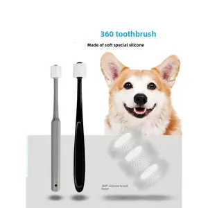 Pet toothbrush, 360-degree multi-directional cleaning, dental care brush for cats and dogs, whitens teeth, removes plaque, gum care, removes tartar, periodontal care