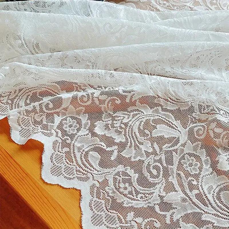 Lace Tablecloth, Rectangular Tablecloth with Phoenix Tail Lace Edging, Table Decoration for Dining Table & Coffee Table, Home Decor, Washable Table Cover