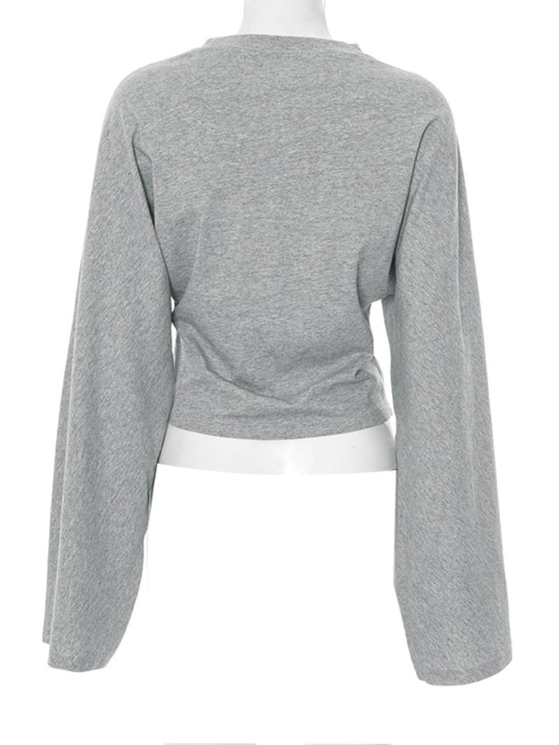 Women's Solid Long Sleeve Tee, Casual Basic T-shirt for Daily Wear, Ladies Clothes for All Seasons, Top