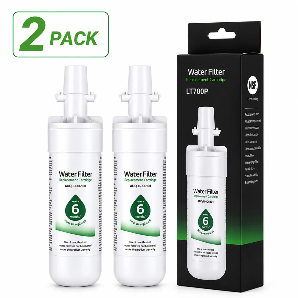 LT700P Easy Twist-Lock Refrigerator Water Filter Replacement (2-Pack) for LG LT700P, ADQ36006101, ADQ36006101-S, ADQ36006102, Kenmore 46-9690/9690, NSF 42/53 Certified, Reduces Chlorine/Taste/Odor, 200 Gal Capacity