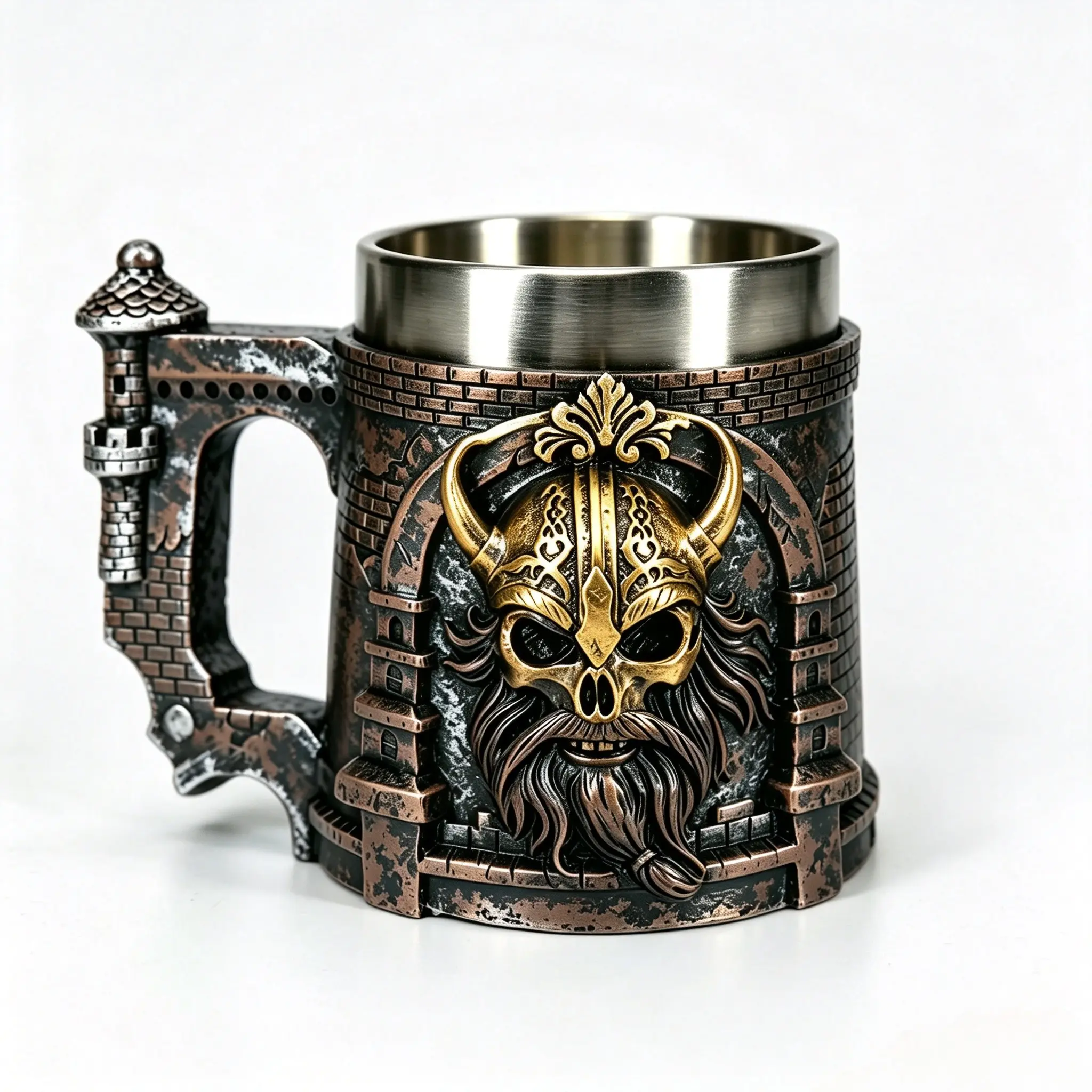 Medieval Vintage Viking Viking Castle Beer Mug 3D Stereo Resin Stainless Steel Coffee Mug Ornament Medieval Vintage Viking Viking Castle Beer Mug 3D Stereo Resin Stainless Steel Coffee Mug Ornament