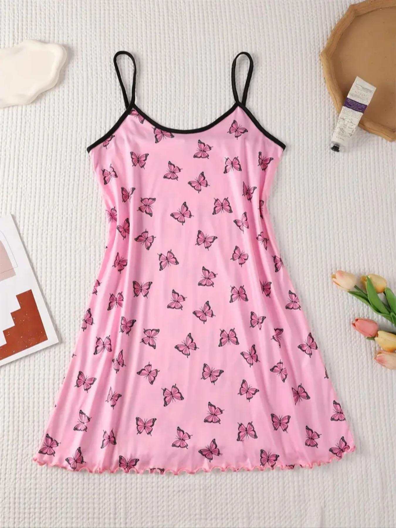 Women's All Over Print Sleeveless Cami Nightdress, Casual Soft Comfortable Spaghetti Strap Nightgown for All Seasons, Lady's Sleepwear for Indoor Wear, Breathable Sleep Dress