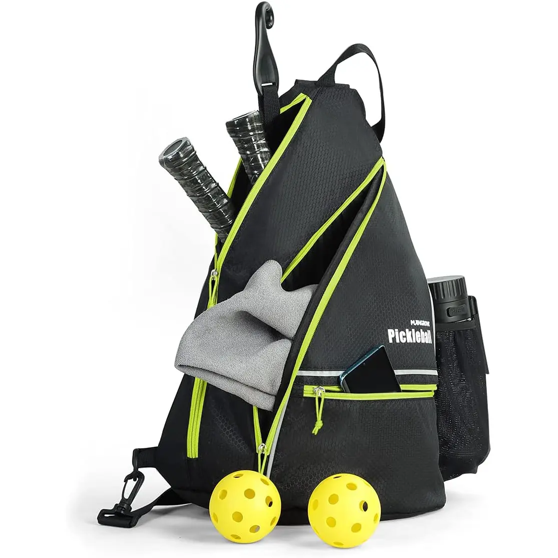 Pickleball Bag, Large Capacity Sports Gear Bag with Fence Hook, 5 Dedicated Storage Pockets, Water Resistant Paddle Backpack for Men Women, Ideal for Court Training Outdoor Sports Travel