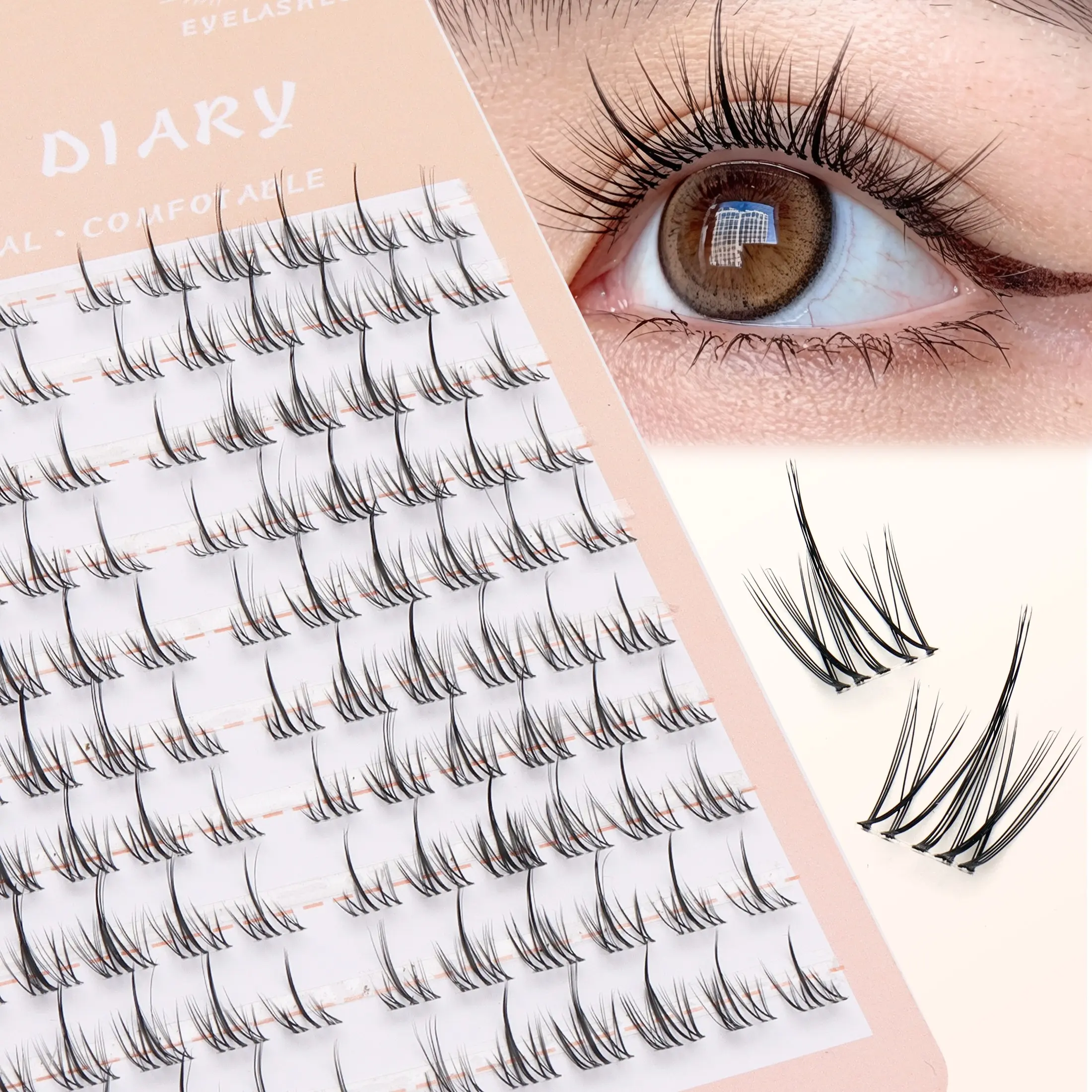 120 Pcs Anime False Eyelashes, Natural Soft Single Cluster Lashes, Transparent Stem, Reusable, Instantly Enlarge Eyes