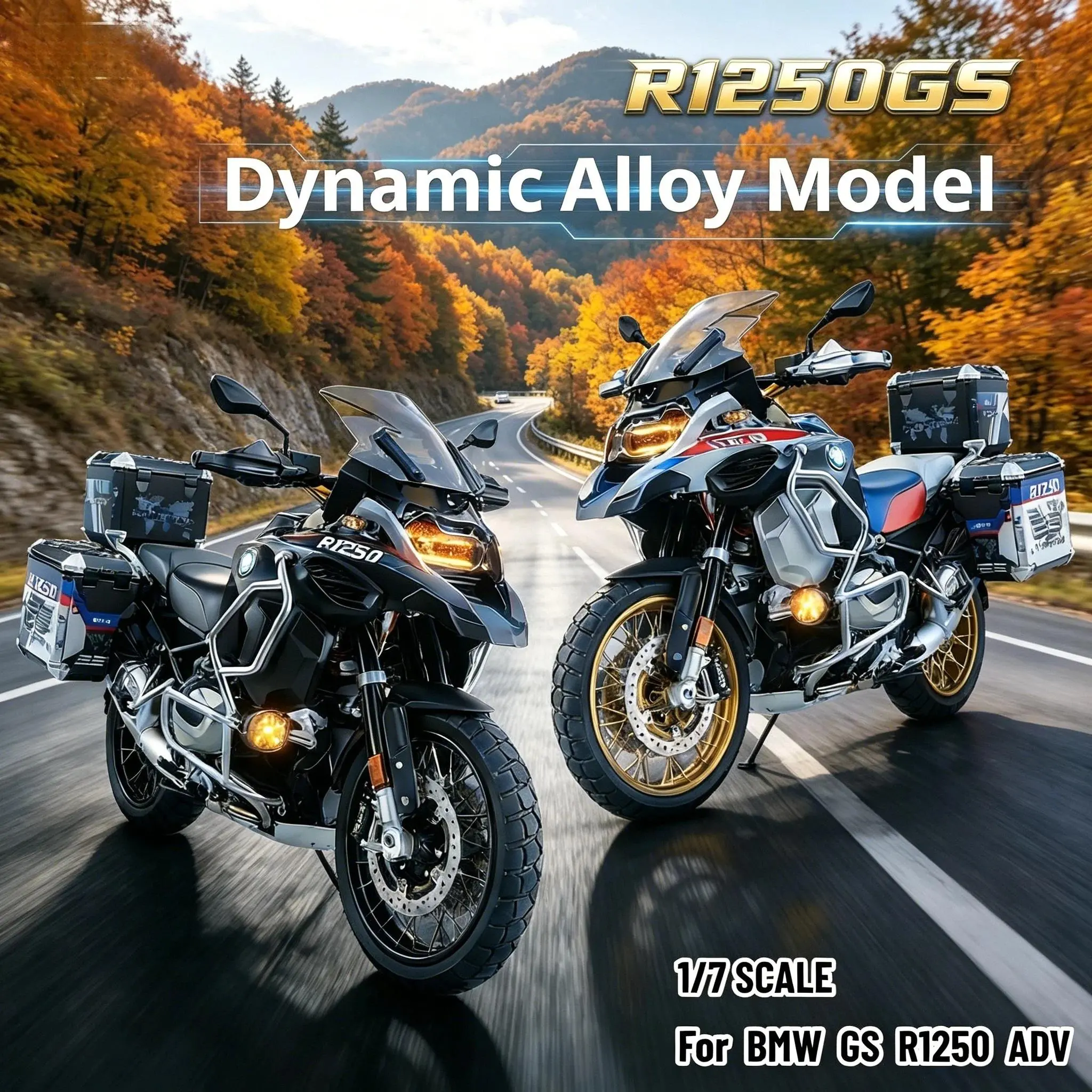 1:7 Supersize Alloy Metal Motorcycle Model for BMW R1250GS ADV with Spray Function, Boyfriend Gift, Home Decoration Collection