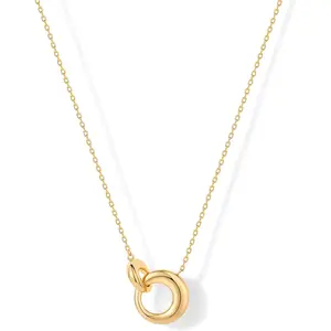 14K Gold Plated Dainty Interlock Pendant Necklace for Women | Circle Link Pendant NecklacesGift.