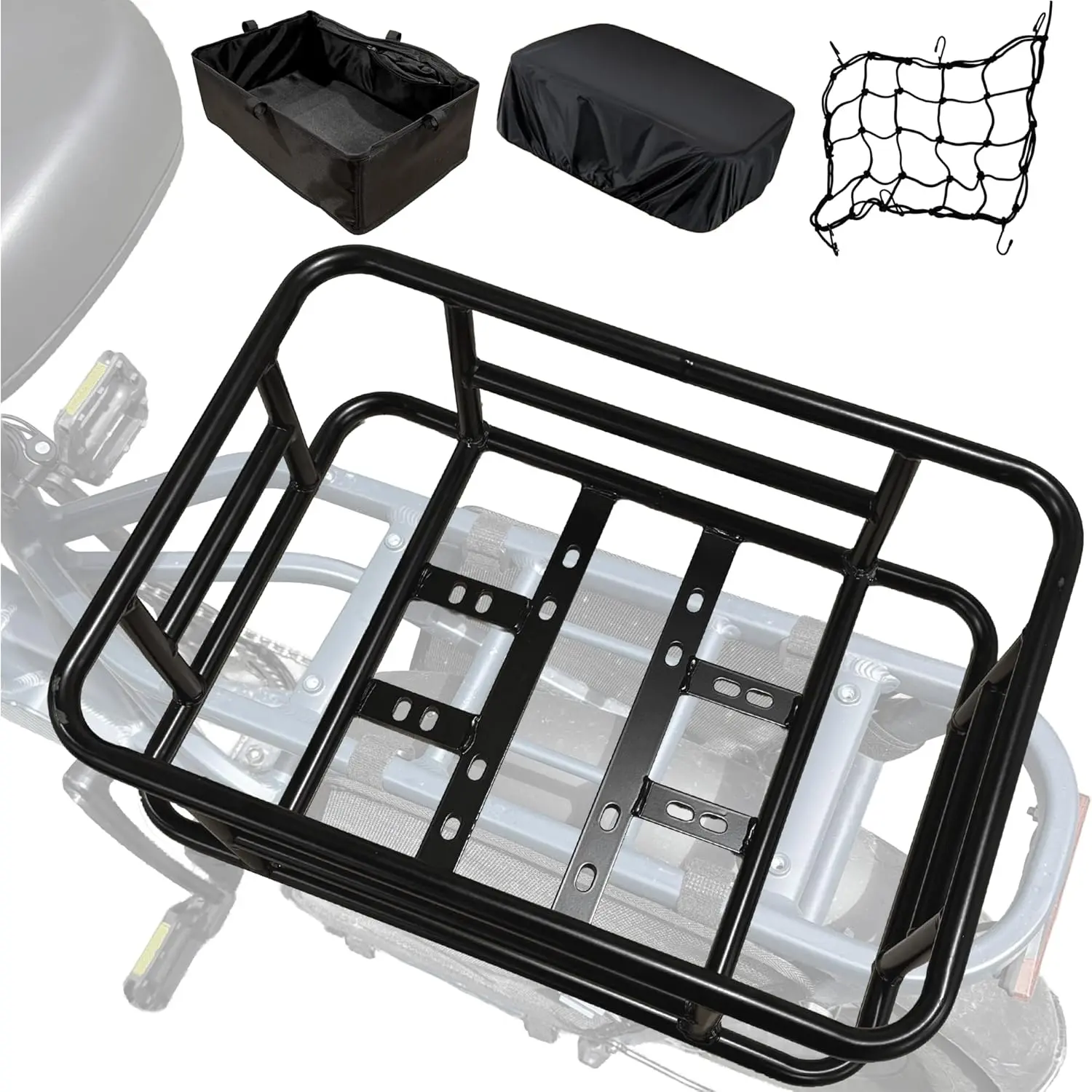 Rear Cargo Rack for E-Bikes –   Rack with Cargo Net, Rain Cover, and Tool-Free Mounting