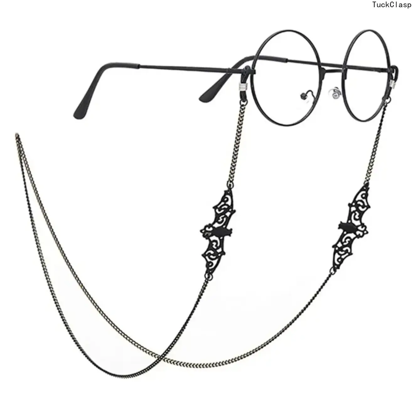 Bat Charm Eyeglass Holder Neck Chain, 75cm Copper Beaded Hollow Design, Sunglasses & Eyeglass Chain with Decorative Bat Charm, Stylish Neck Cord Accessory for Women, Fashionable Beaded Eyewear Holder for Daily Wear