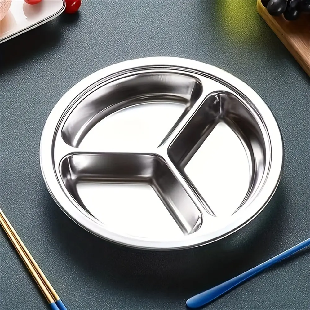 Commercial Grade Flatware Set, Stainless Steel Round Dinner Plate, Serving Plates, Ideal for Hotels, Cafes, Buffets, Home Dining