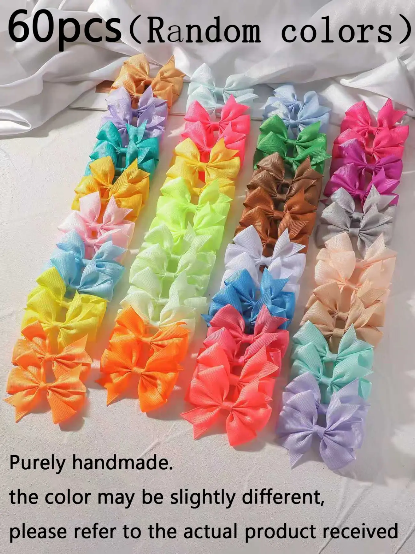 60pcs Cute Candy Color Bow Hair Clips, Fun Macaron Multicolor Hair Accessories, Party Friendly, All Season, Daily Wear, Festival Decor