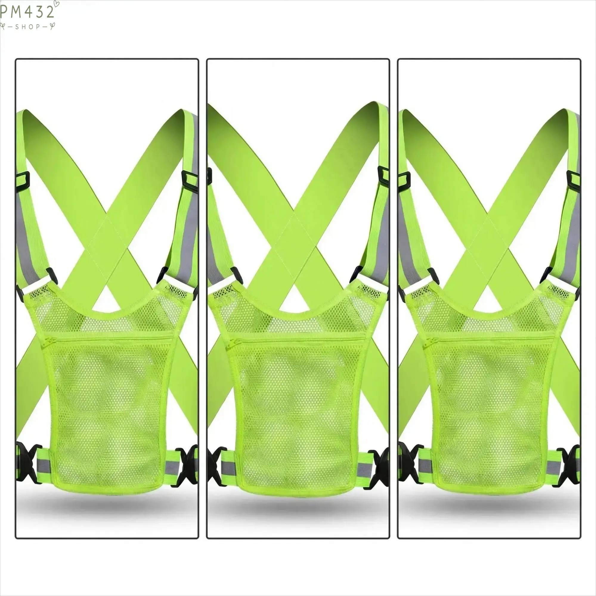High Visibility Reflective Vest, Lightweight Safety Running Gear with Pockets, Adjustable Secure Fit Polyester Workwear for Cycling, Jogging, Hiking, Outdoor Sports, Roadside Activities and Nighttime Use