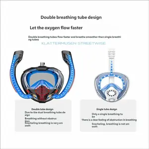 Adult Full Face Snorkel Mask with Camera Mount, Anti-Fog Leak-Proof Diving Gear, 180° Panoramic Dry Snorkel Set, Beach Accessory for Summer Holidays
