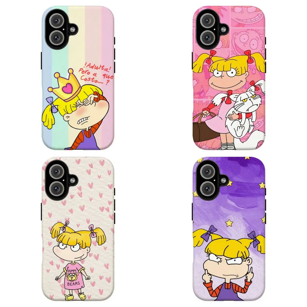 FL-Cute Angelica Pickles Rrrugrats Phone Case,90s Nostalgic Cartoon Pink Heart Girly Hard Phone Cover For iPhone 17 Pro Max 16 15 14 13 12 11 8 7 Plus for Samsung S26 Ultra S25 24 23 22 21 Case-Perfect Holiday Gift for her/him/fans