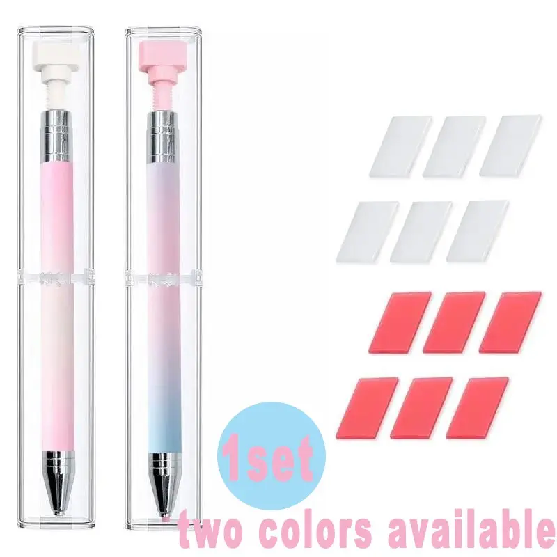 Rhinestone Picker Tool Set, Refillable Wax Pencil with 6 Extra Wax Cores, Water Drill Pickup Tool for Nail Art and Diamond Painting