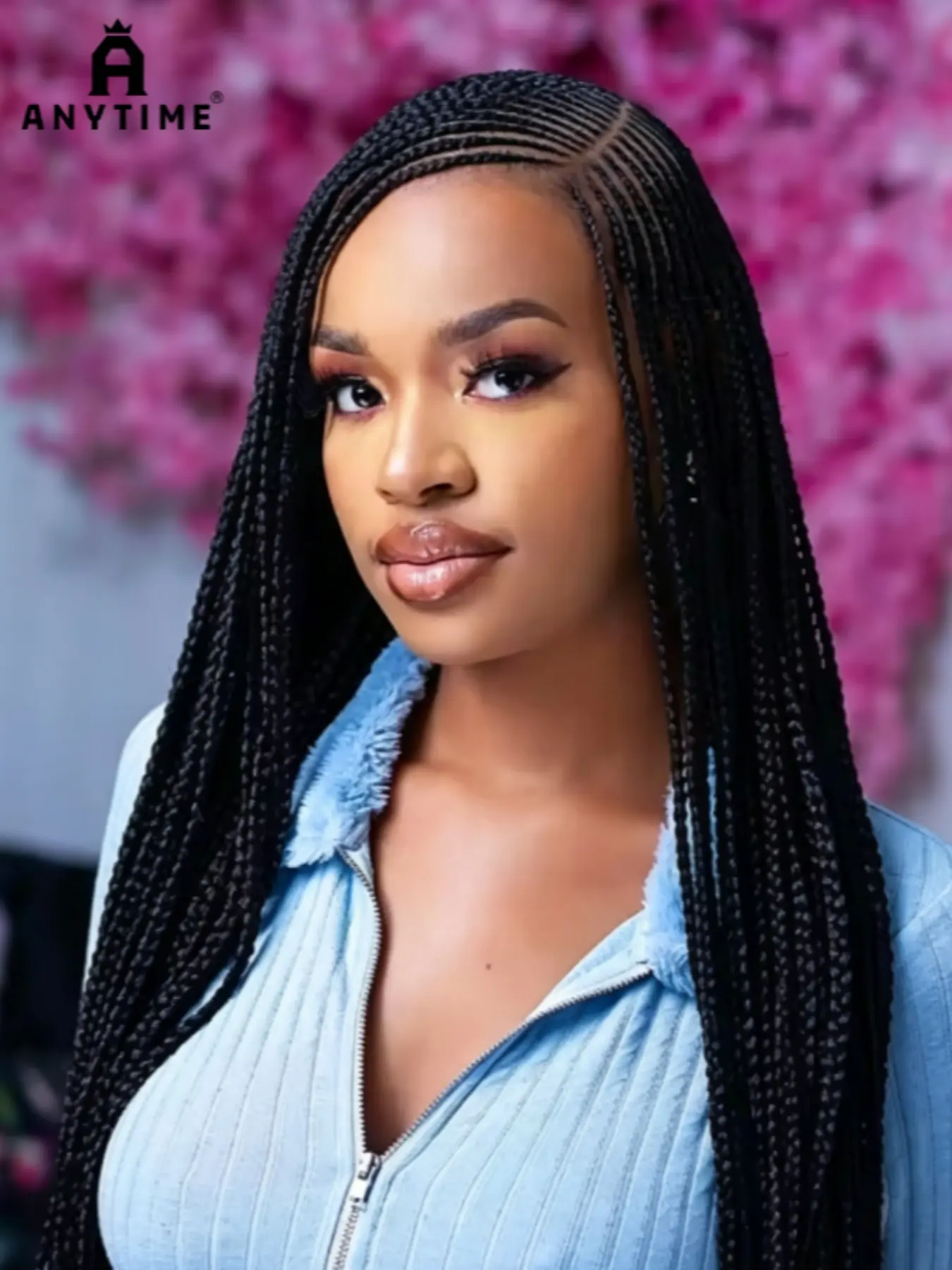 Synthetic Full Lace Wig Braided Wigs for Women, Premium Synthetic Wigs, 36 Inches Cornrow Box Wig, Knotless Box Braids, Synthetic Braiding Hair
