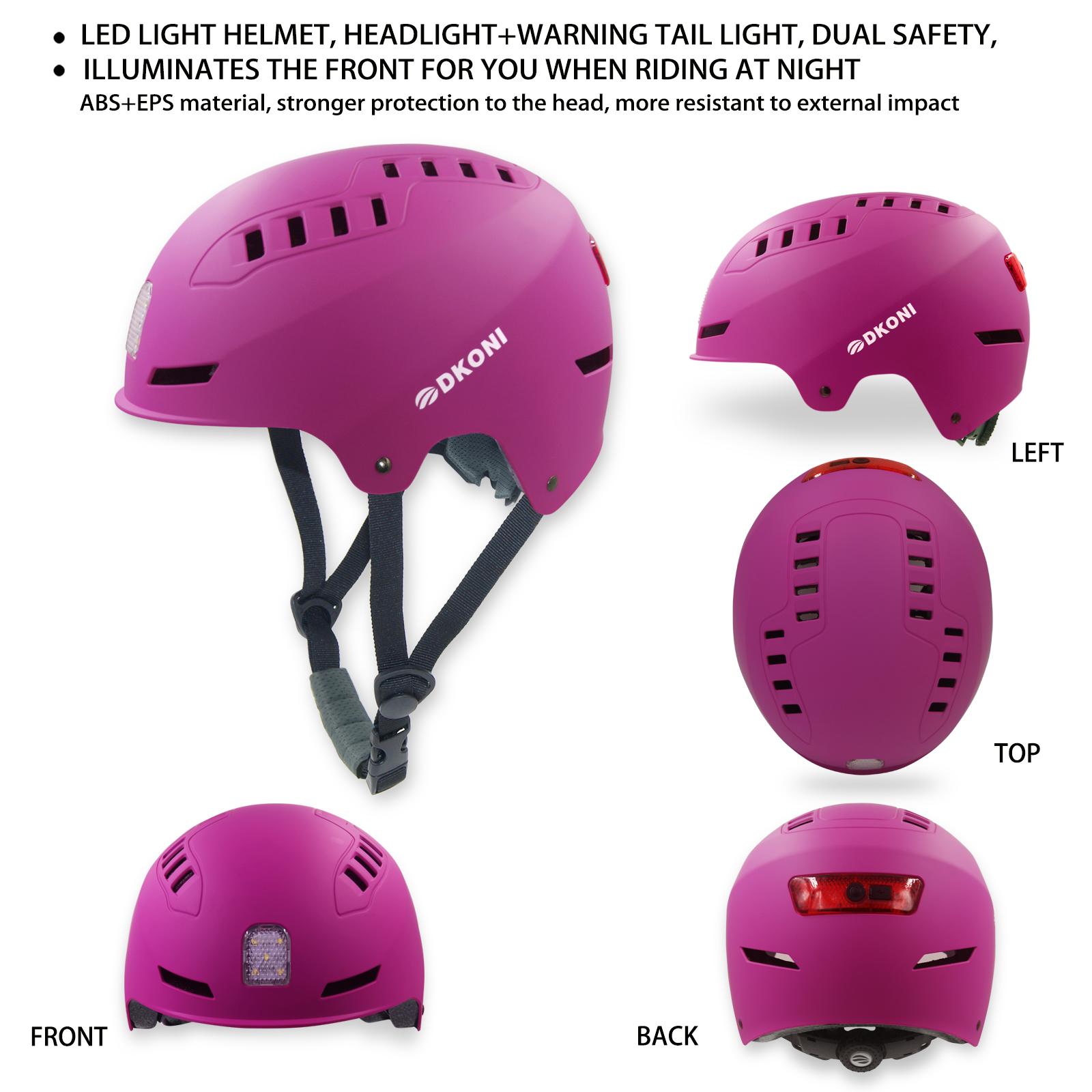 EBike Helmet with USB Rechargeable LED Lights - Adult Bicycle Commuter Helmet with Front & Back Safety Light