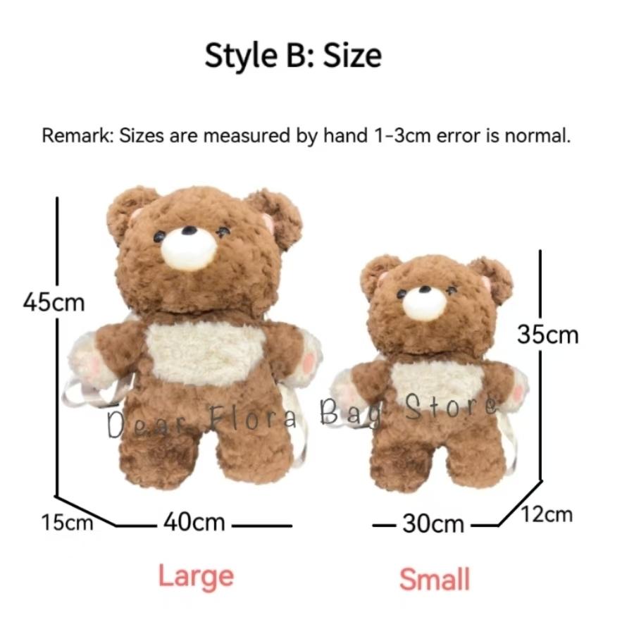 New Cute Plush Brown Bear Backpack Kawaii Soft Animal Knapsack High Quality Lolita Furry Shoulder Bag Fashion Girl Birthday Gift