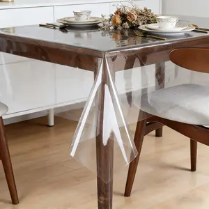Transparent PVC Tablecloth, Fringe Edge, Thickened, Durable, Ideal for Dining Tables, Parties, Camping, Home Kitchen Decor, Decoration