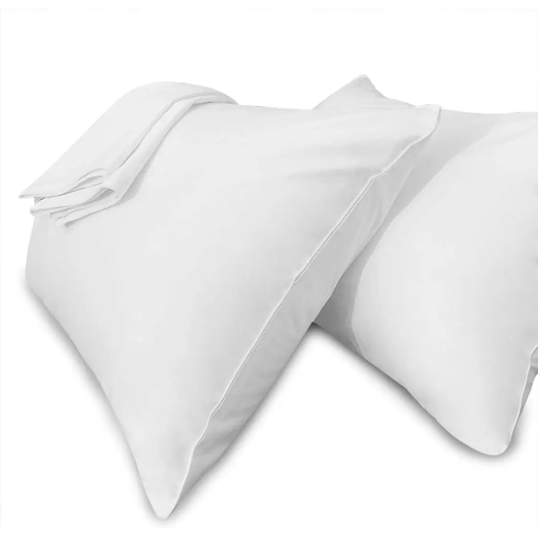 Pillow Cases King Size-100% Cotton Pillowcase Covers with Hidden Zipper, Breathable & Ultra Soft Pillow Covers for Easy Care, 2 Pack, White
