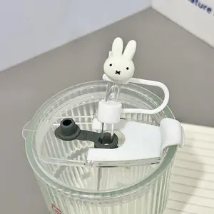 Kawaii Miffy Straw Cap Dust-proof 10mm Straw Cute Cartoon Universal Protective Case Dust-proof Decorative Gift