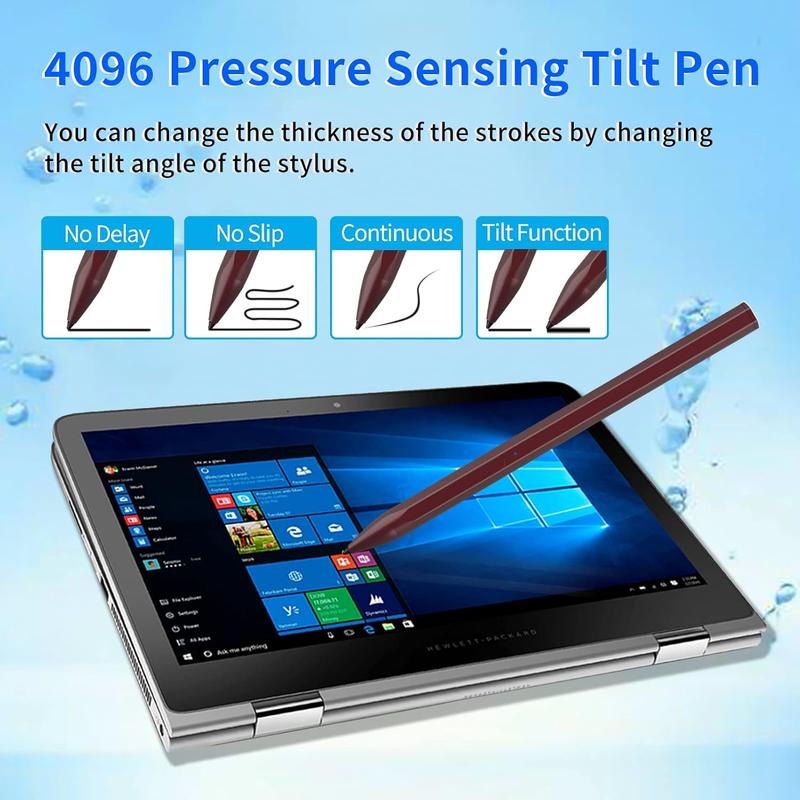 Stylus Pen for  Envy X360 Pavilion X360 Specter X360 Spectre X2 Envy X2 Rechargeable MPP 2.0 Tilt  Pen with 4096  Sensitivity, Palm Rejection,  Attachment Function, Red