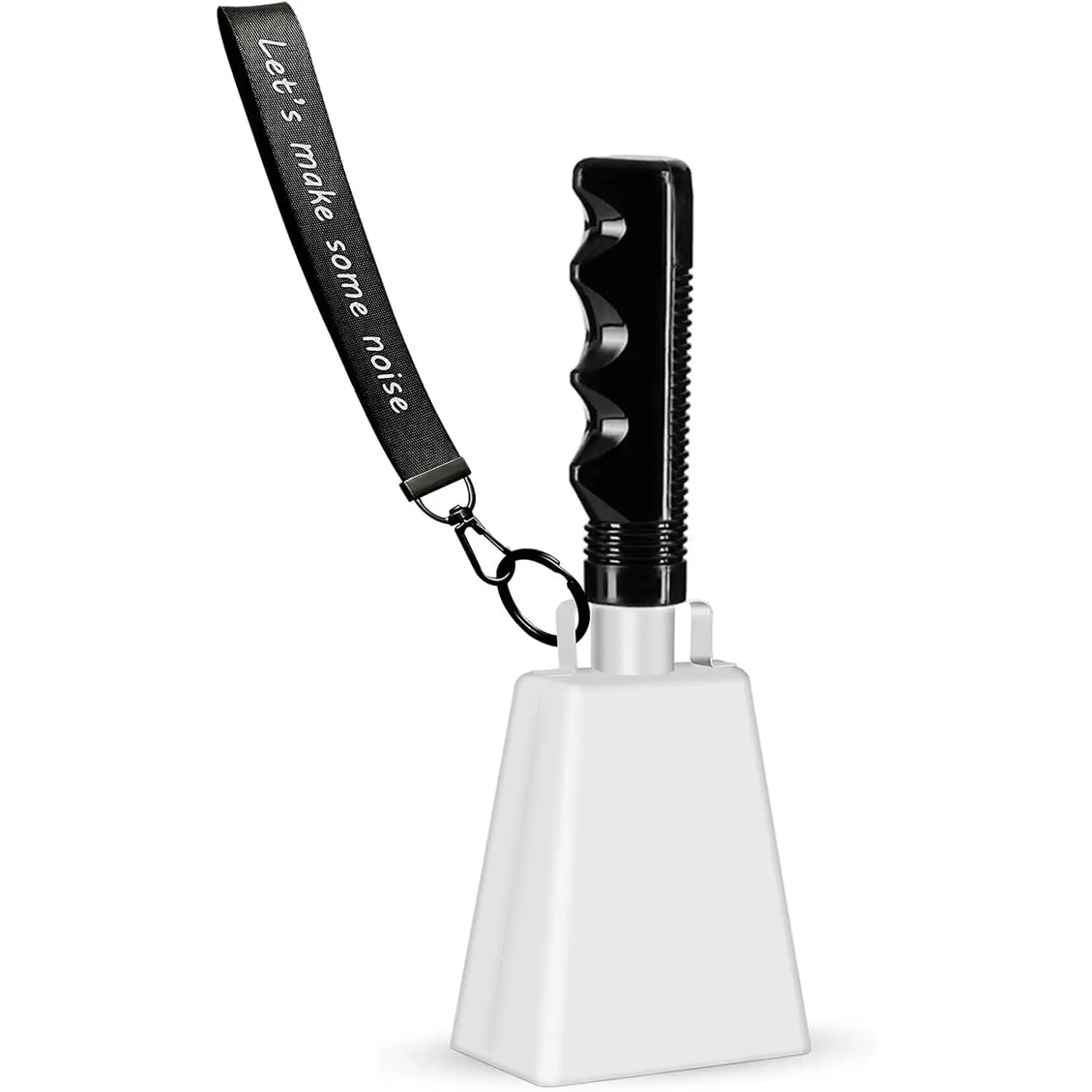 Cowbell Noise Makers with Handle and Wrist Strap – 8 Inch Loud Steel Cheering Cow Bells for Sporting Events, Football , Parties, Concerts &  (White)