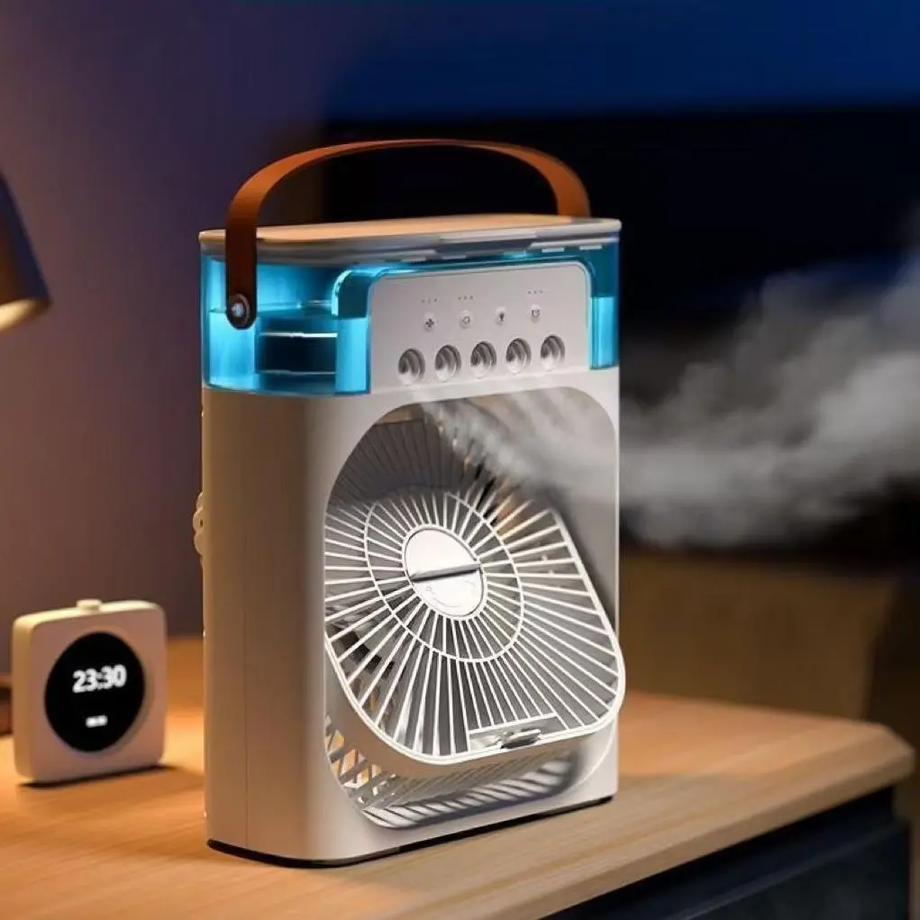 3 in 1 USB Fan Air Conditioner, Portable Air Cooler Fan with LED Night Light, Multifunctional Air Conditioner Fan for Home Office, Led Lighting Fan