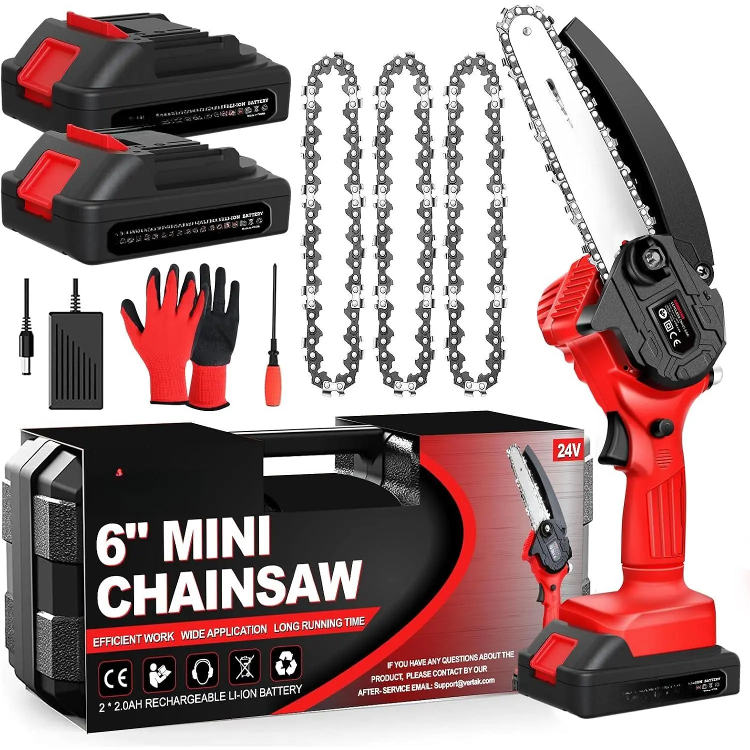 Mini  6 Inch, Cordless Portable Electric Chain , Handheld Electric Chainsaws with Upgraded 4 Chains 2   for Olders, DIYer, Gardeners Continuously 2 Hours Work