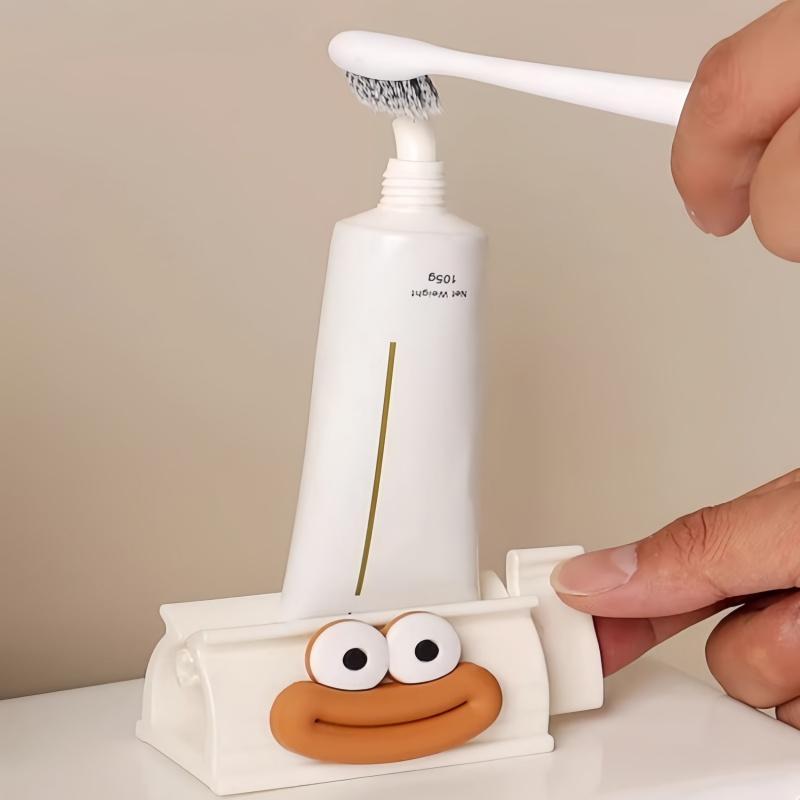 2-Pack Easy Squeeze Toothpaste Dispenser with Cute Big Mouth Design, Manual Bathroom Accessory for Easy Toothpaste Use