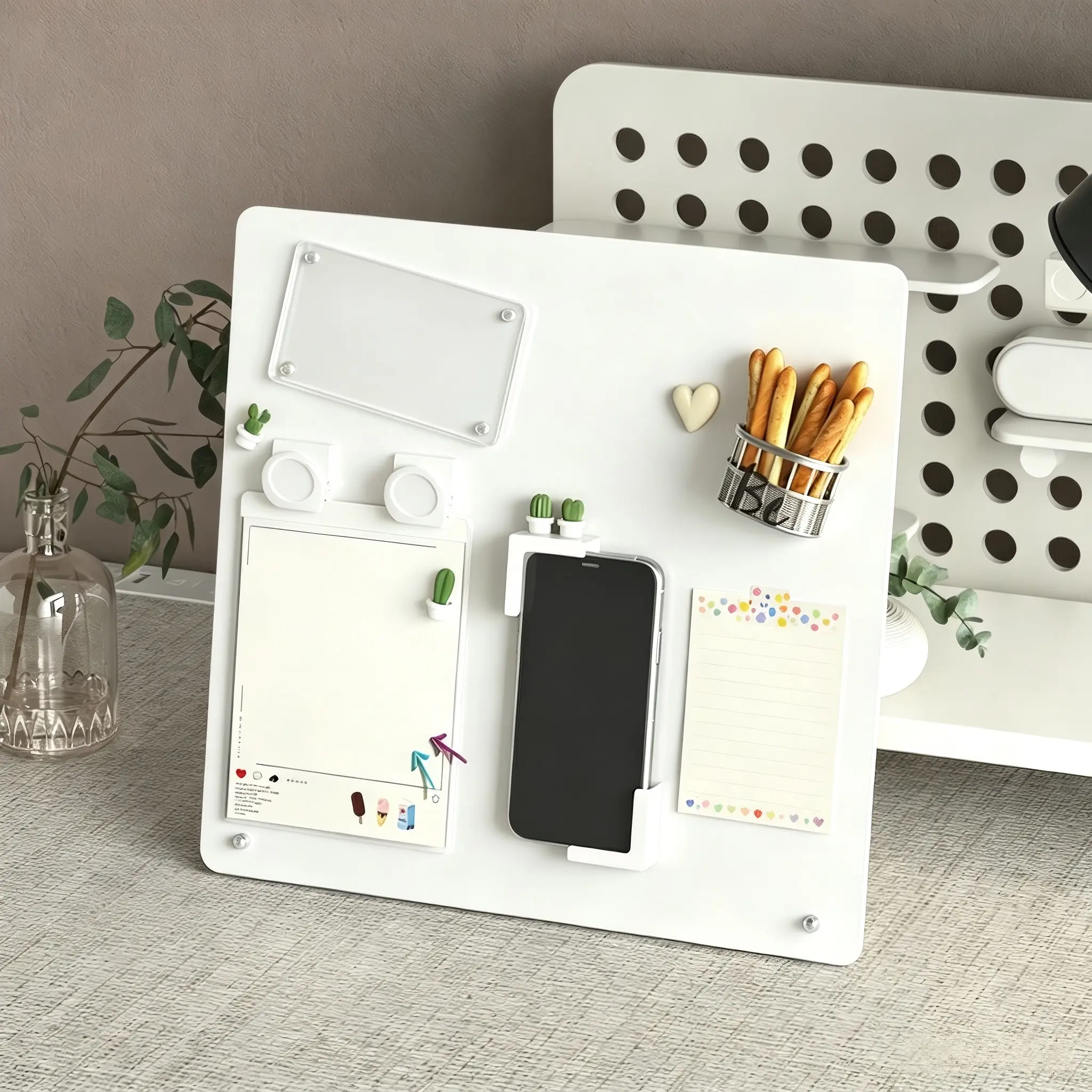 Magnetic Metal Display Bulletin Board, Magnet Display Stand for Memos, Messages, Photos, Ideal for Home, School, Kitchen, Office