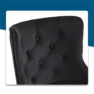 VINGLI velvet armless home office desk and chair, available in multiple colors, golden base/wheels, cute dressing table/makeup chair, bedroom, soft cushion adjustable rolling and rotating nail chair, women/girls