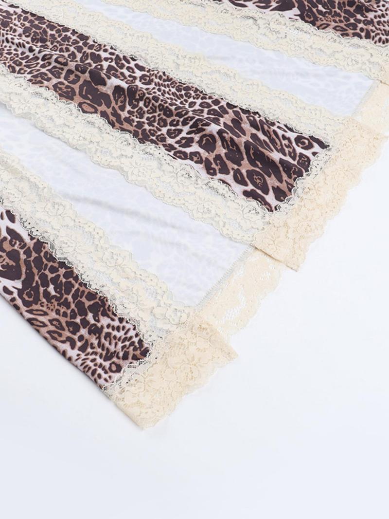 Women's Leopard Print Lace Trim Sexy Dress, Elegant Sleeveless Dress for Party Club Dating Wear, Ladies Summer Clothes, Elegant Fashion Chic